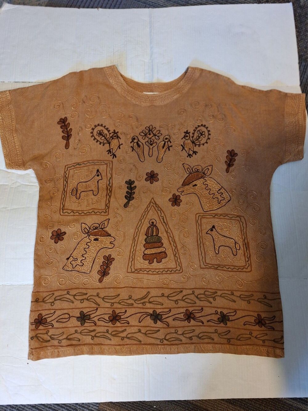 Effect Creazion! Vtg India Blouse Animal Birds Embroidered Size L Gorgeous